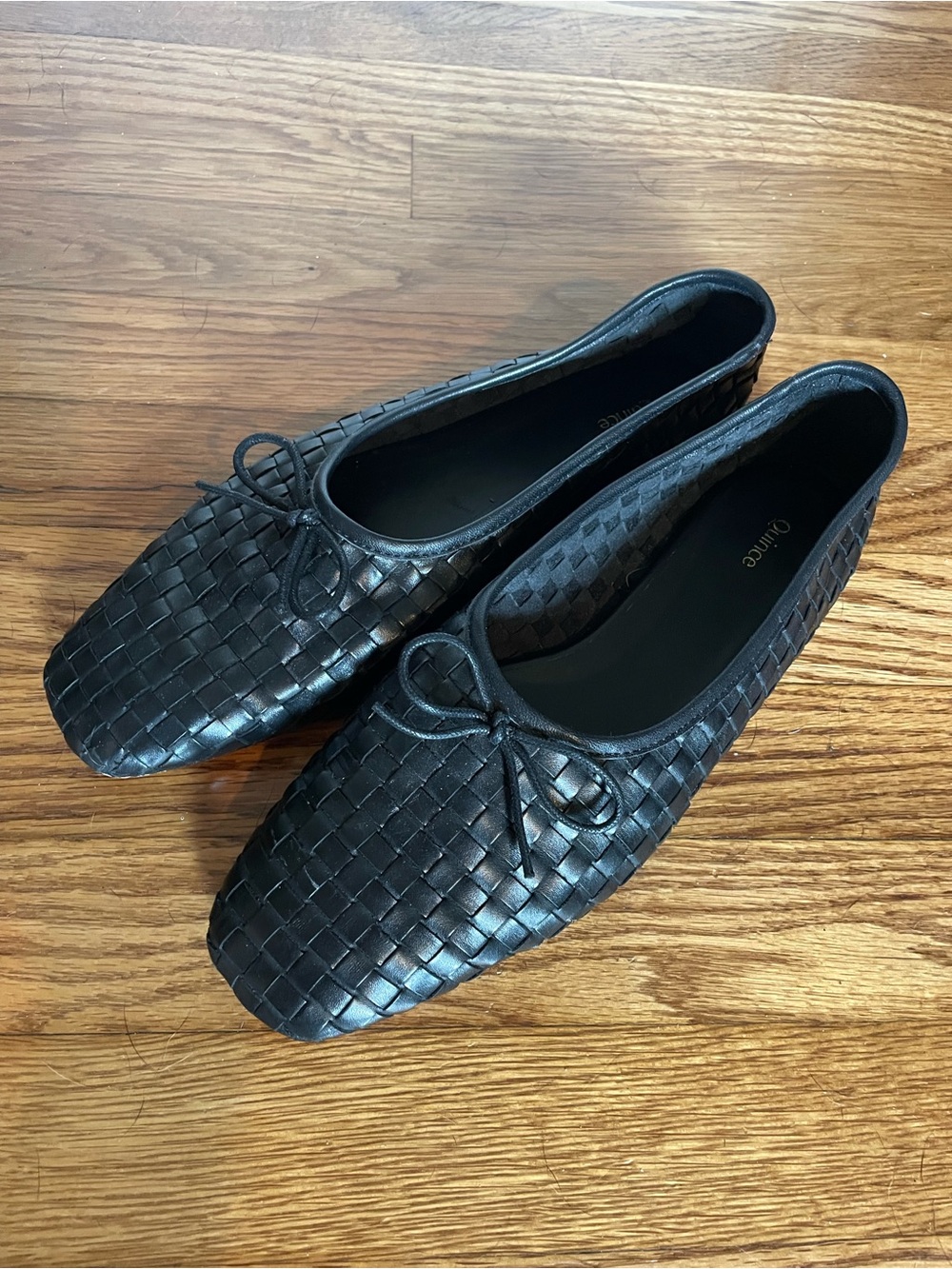 Quince Black Woven Ballet Flats with Bow 10 - Picture 2 of 6